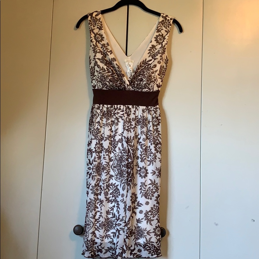 Brown and Cream Empire-Waist Dress